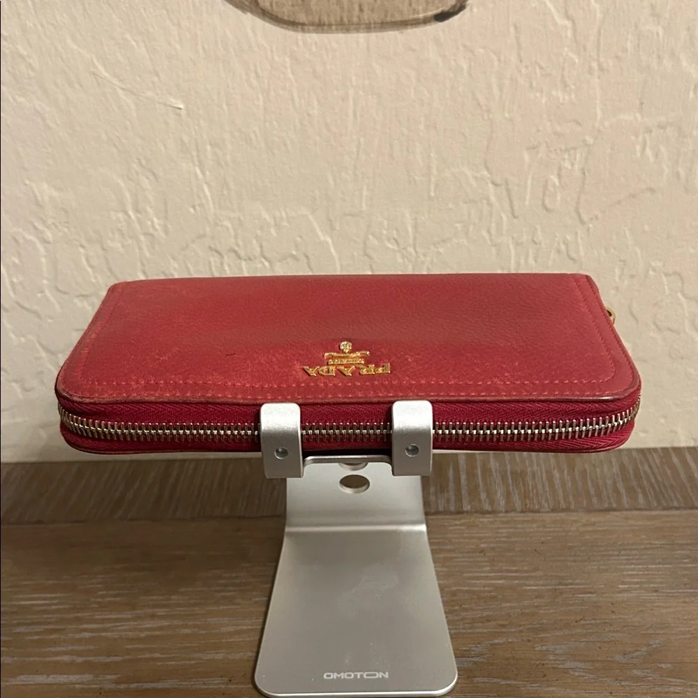 Prada |Red Saffiano Leather Zip-Around Long Wallet | EUC - Picture 4 of 8